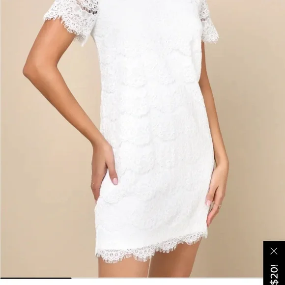 Lulus | Dresses | Lulus Take Me To Brunch Ivory Lace Shift Dress | Poshmark